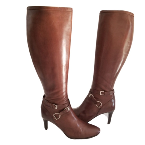 Ralph Lauren Purple Label Shoes - Ralph Lauren Collection Purple Label Women's Knee High Boots Heels Brown Leather